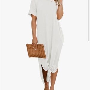 Elegant White Knotted Dress